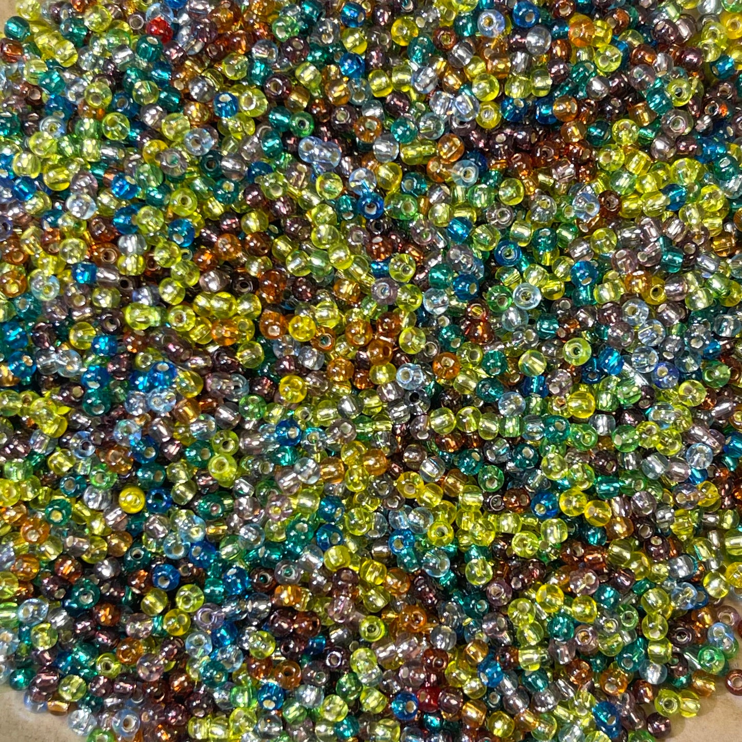 [A044] Silver-filled Multicolor Round Beads